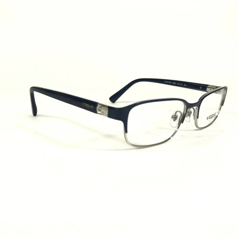 Vogue Eyeglasses Frames VO4073-B 5051 Blue Silver Cat Eye Full Rim 51-17-135